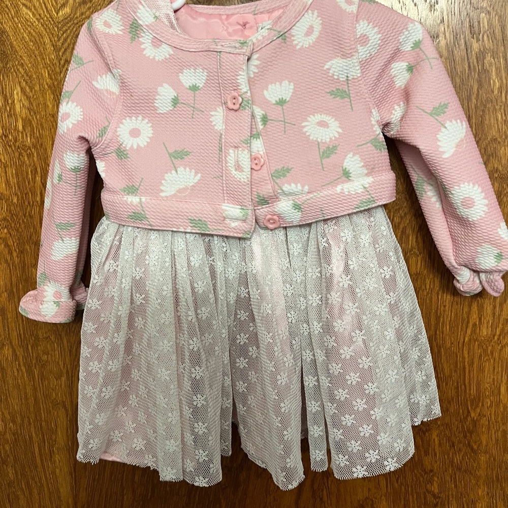 Adorable pink and lace dress with matching jacket